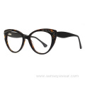 Custom Fashion Women Diamond Acetate Optical Frame Glasses